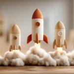 Holzraketen beim Start | Palettenwickler